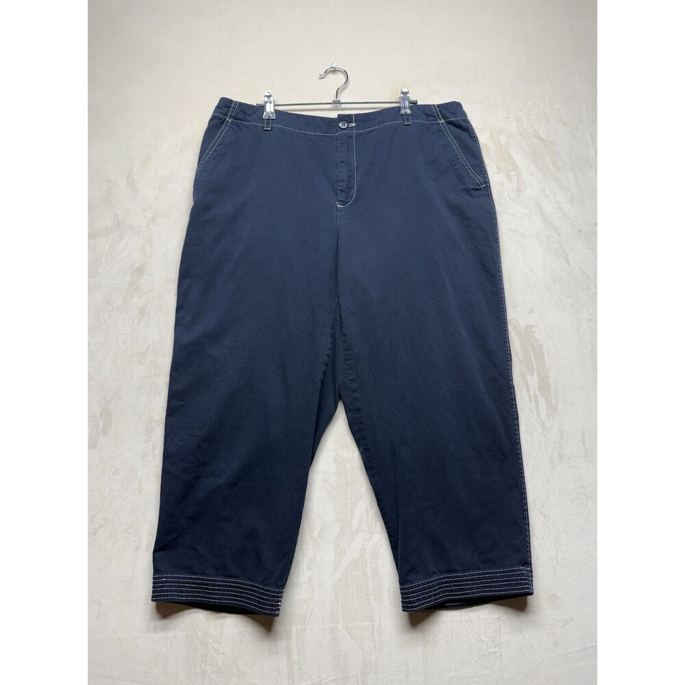 First Issue Women’s 16 Navy Blue High Rise Capri Cropped Stitch Cotton Pants